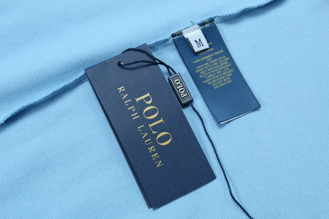 🅿️190 RALPH LAUREN 2025 new style classic polo embroidered little bee logo, same style for men and women, casual polo shirt ·Customized pique cotton fabric ·Imported Tajima machine embroidery technology ·Collar label, hangtag, main mark and three complete labels Color: sky blue Size: M-XXXL